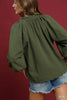 Umgee - Top - V Neck Balloon Sleeves  - Olive