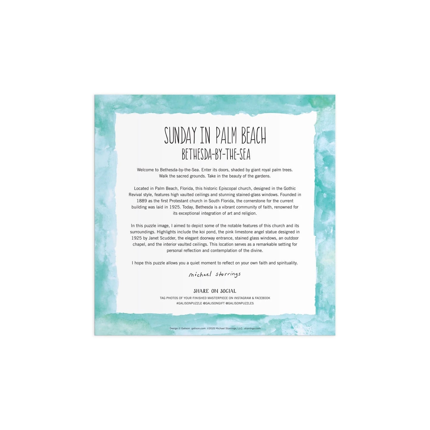 Puzzle - Michael Storrings Sunday in Palm Beach Bethesda by the Sea - 500 Piece - Findlay Rowe Designs