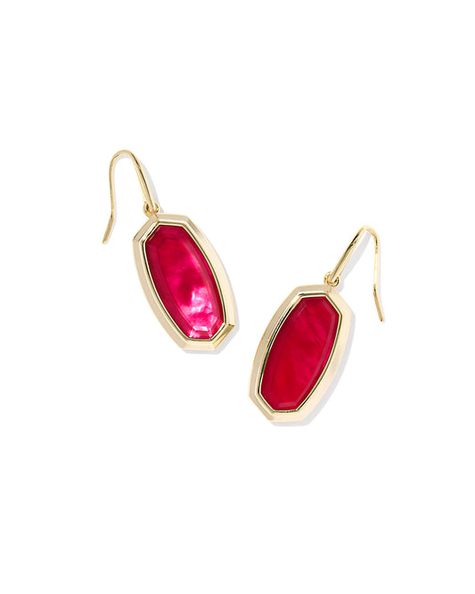 Kendra Scott - Earrings -  Dani Bezel Drop - Gold Carmine Red Illusion