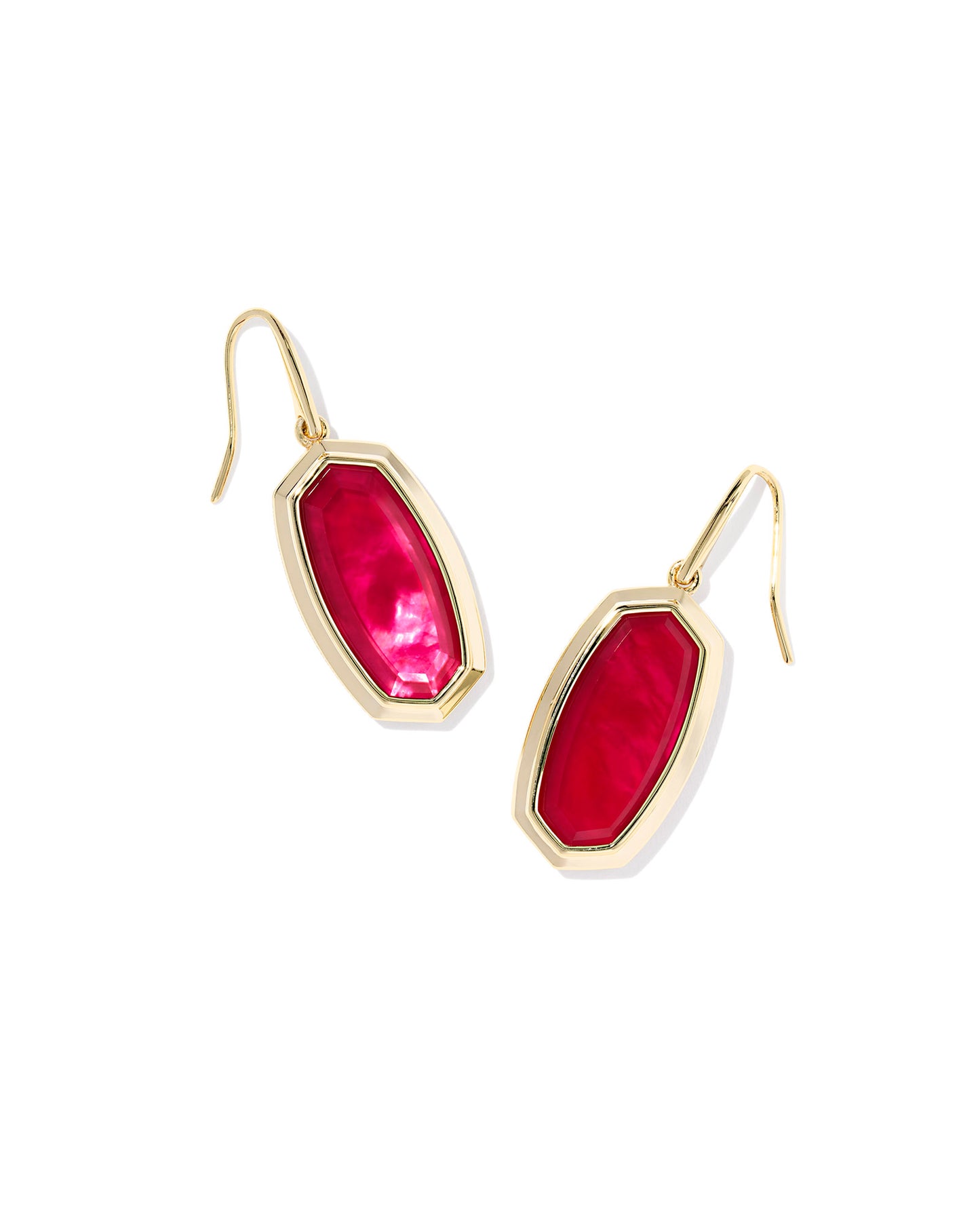Kendra Scott - Earrings -  Dani Bezel Drop - Gold Carmine Red Illusion