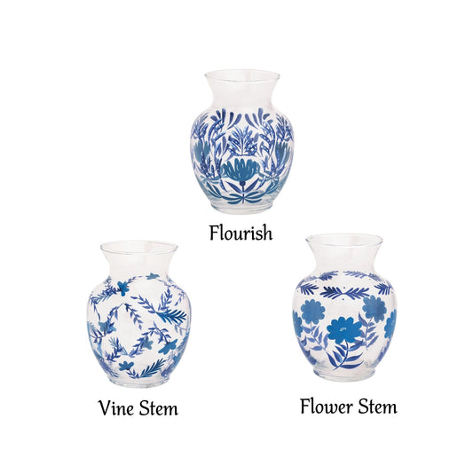 Mud Pie - Glass Vase - Blue Floral - Findlay Rowe Designs