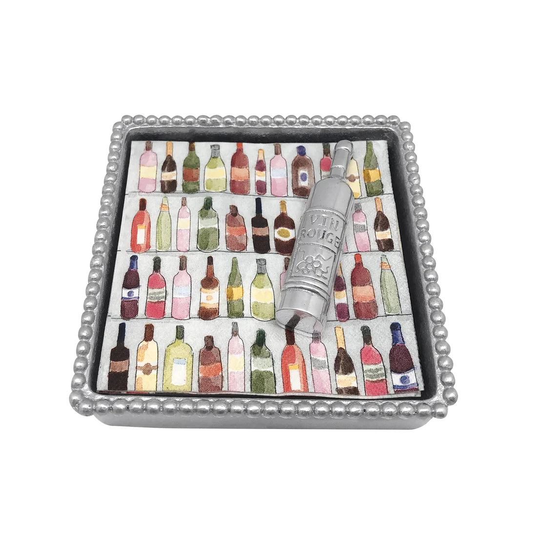 Mariposa - Beaded Napkin Box Set - Wine Bottle