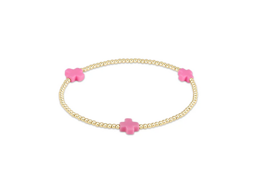 Enewton - Signature Cross Gold Pattern 2mm Bead Bracelet - Bright Pink - Findlay Rowe Designs