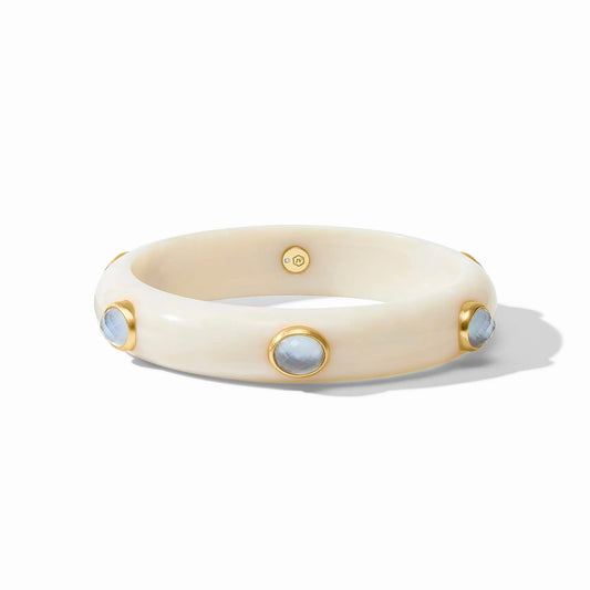 Julie Vos - Bracelet - Carnaby Stone Bangle - Iridescent Chalcedony Blue - Medium - Findlay Rowe Designs