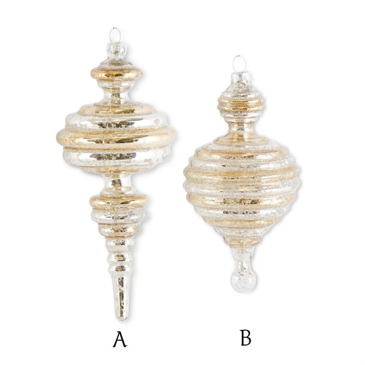 Ornament - Gold and Silver Striped Finial