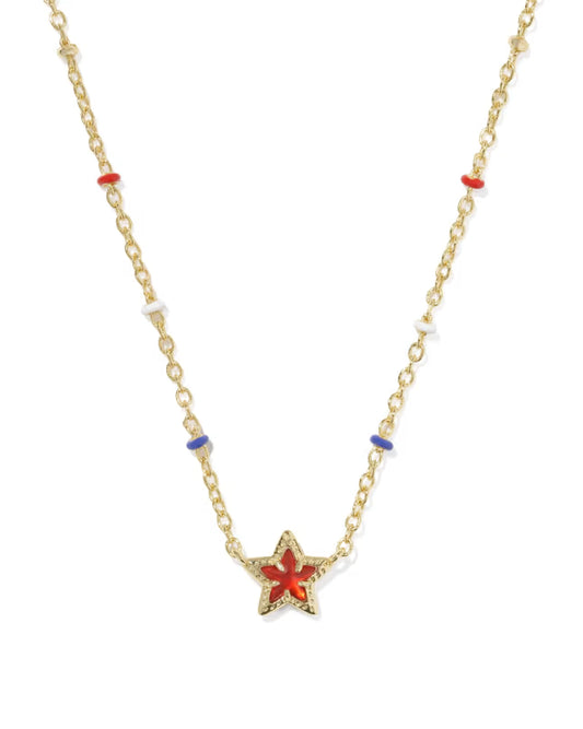 Kendra Scott - Necklace - Mini Cassidy Gold Short Pendant Necklace - Red Star - Findlay Rowe Designs