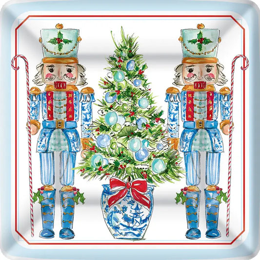 Rosanne Beck - 7 in. Square Plate - Blue Nutcracker