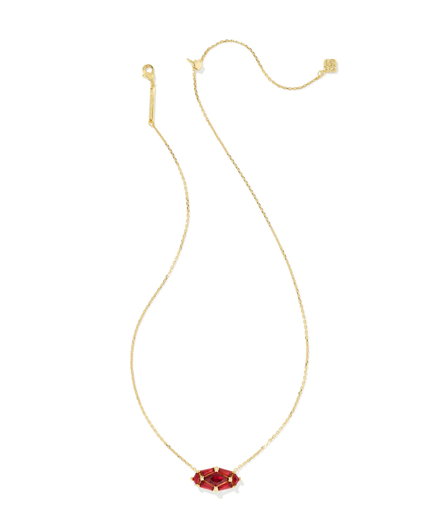 Kendra Scott - Necklace - Lindy Rae Elisa Gold Short Pendant Necklace - Red Crystal - Findlay Rowe Designs