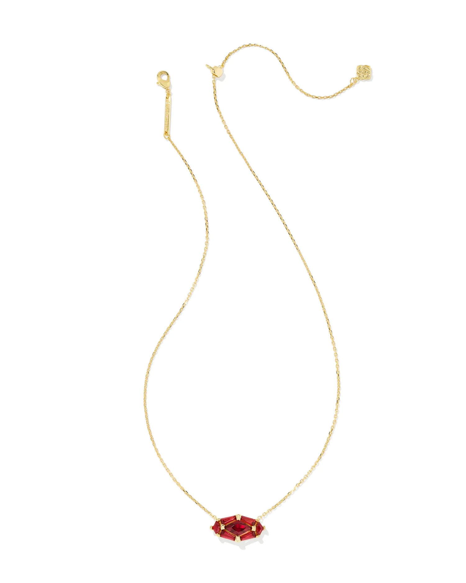 Kendra Scott - Necklace - Lindy Rae Elisa Gold Short Pendant Necklace - Red Crystal - Findlay Rowe Designs