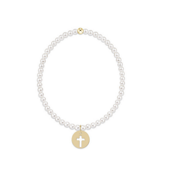 Enewton - Classic Pearl 3mm Bead Bracelet - Blessed Gold Disc - Findlay Rowe Designs