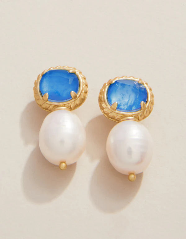 Spartina 449 - Earring - Karina Pearl Stud - Blue - Findlay Rowe Designs