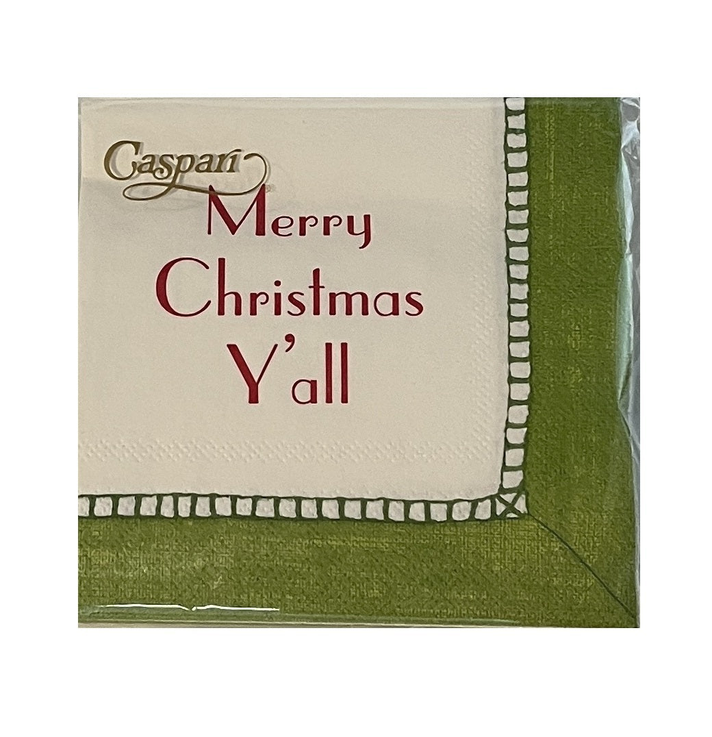 Caspari - Cocktail Napkins - Merry Christmas Y'all - Findlay Rowe Designs