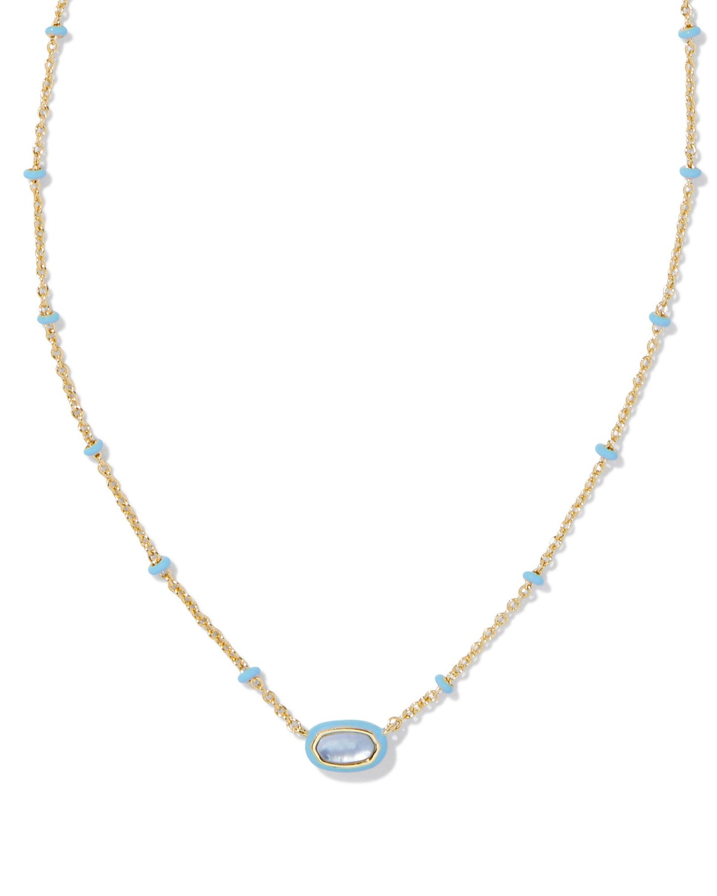 Kendra Scott - Necklace - Mini Elisa Gold Enamel Frame Short Pendant - Periwinkle Illusion