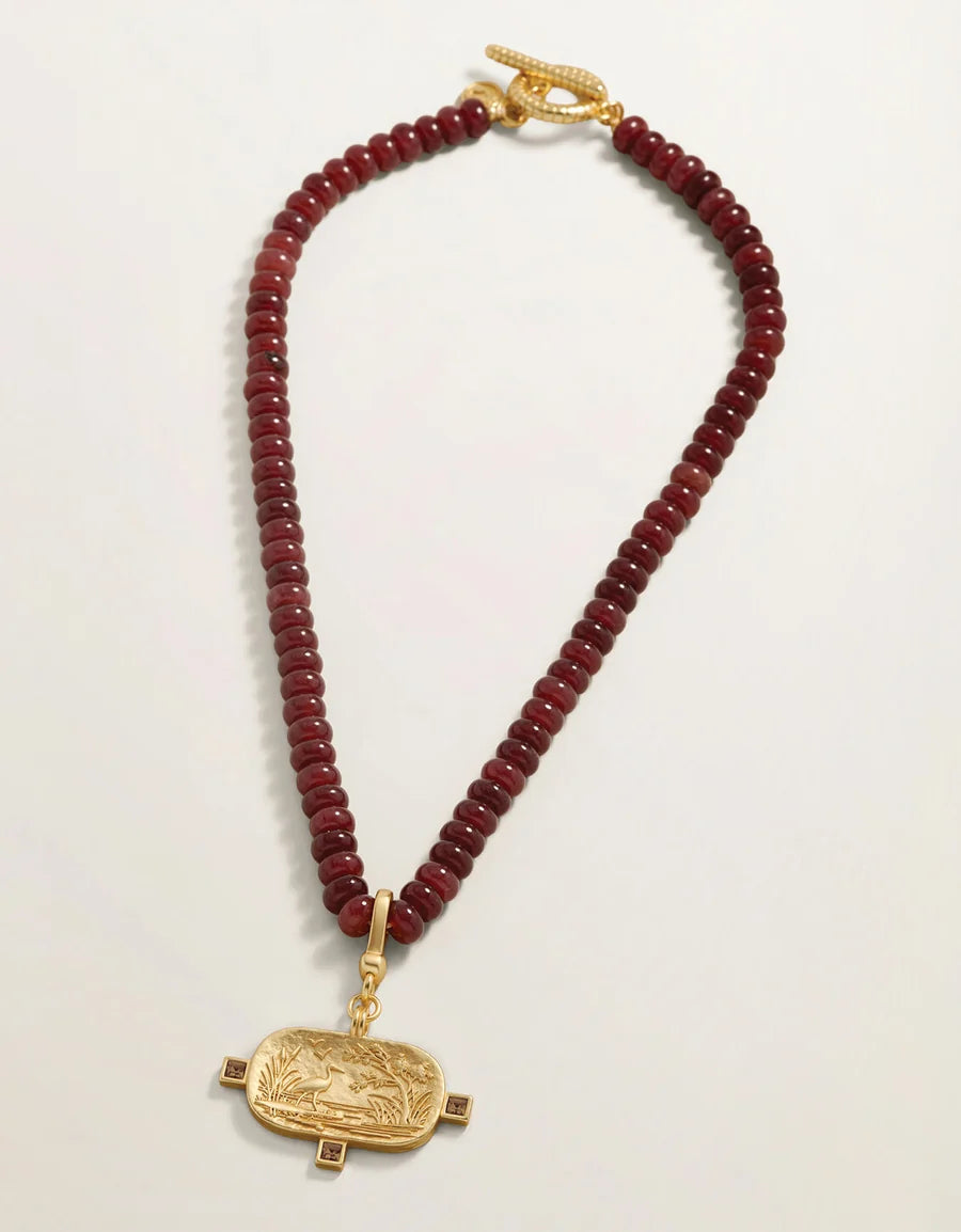Spartina - Necklace - Salt Marsh Beaded Charm 18" - Bordeaux