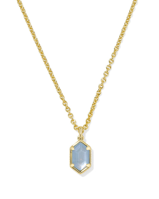 Kendra Scott - Necklace - Hallie Gold Short Pendant Necklace - Sky Blue Mother of Pearl - Findlay Rowe Designs