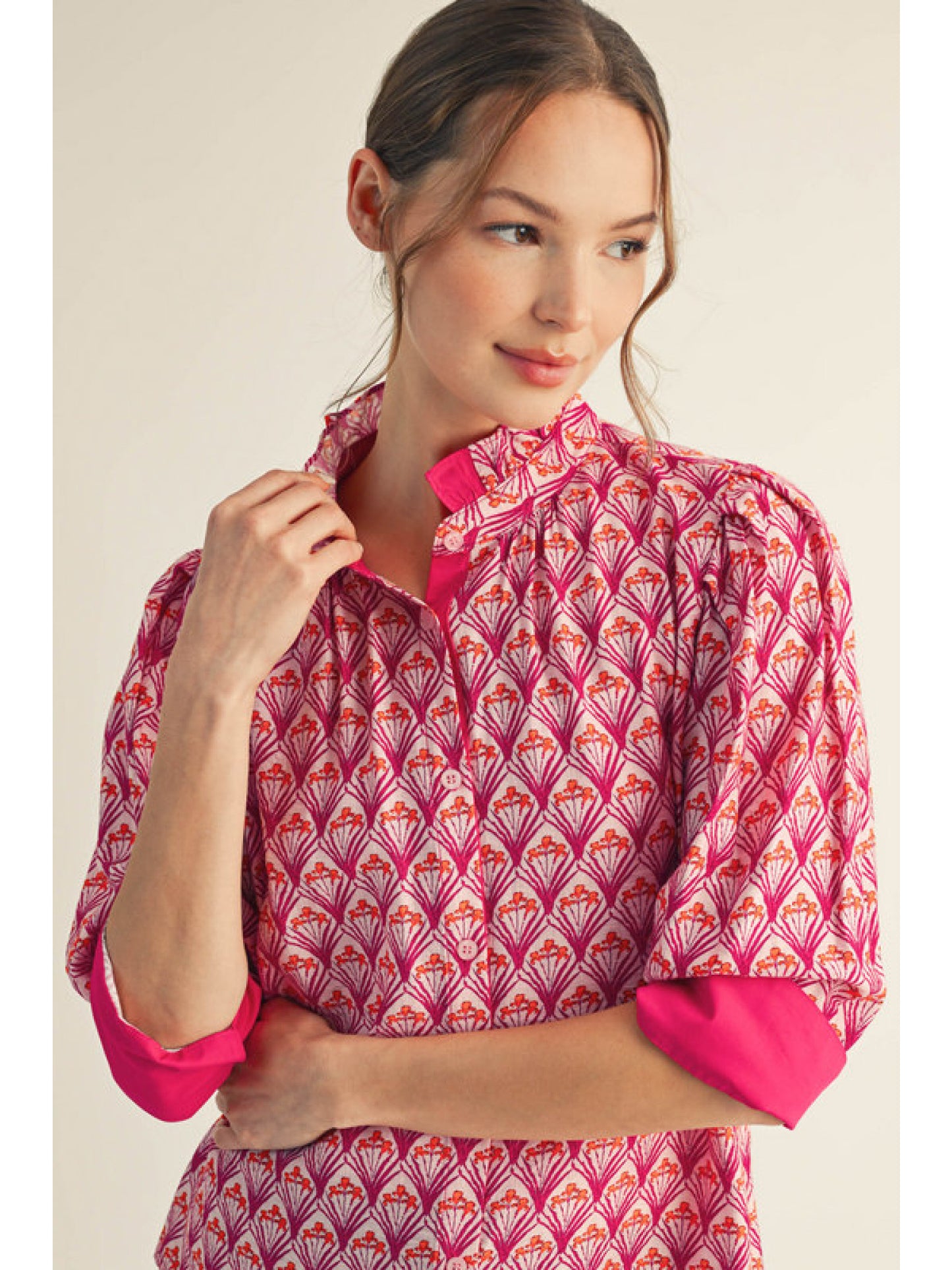 Top - Boho 3/4 Sleeve - Magenta - Findlay Rowe Designs