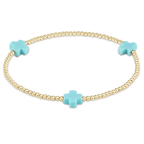 Enewton - Signature Cross Gold Pattern 2mm Bead Bracelet - Turquoise - Findlay Rowe Designs