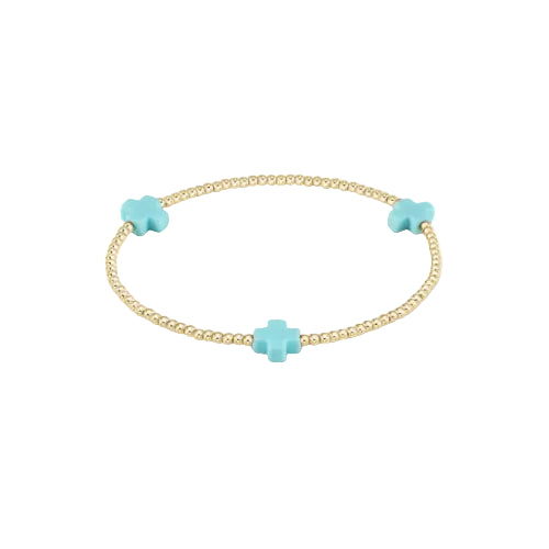 Enewton - Signature Cross Gold Pattern 2mm Bead Bracelet - Turquoise - Findlay Rowe Designs