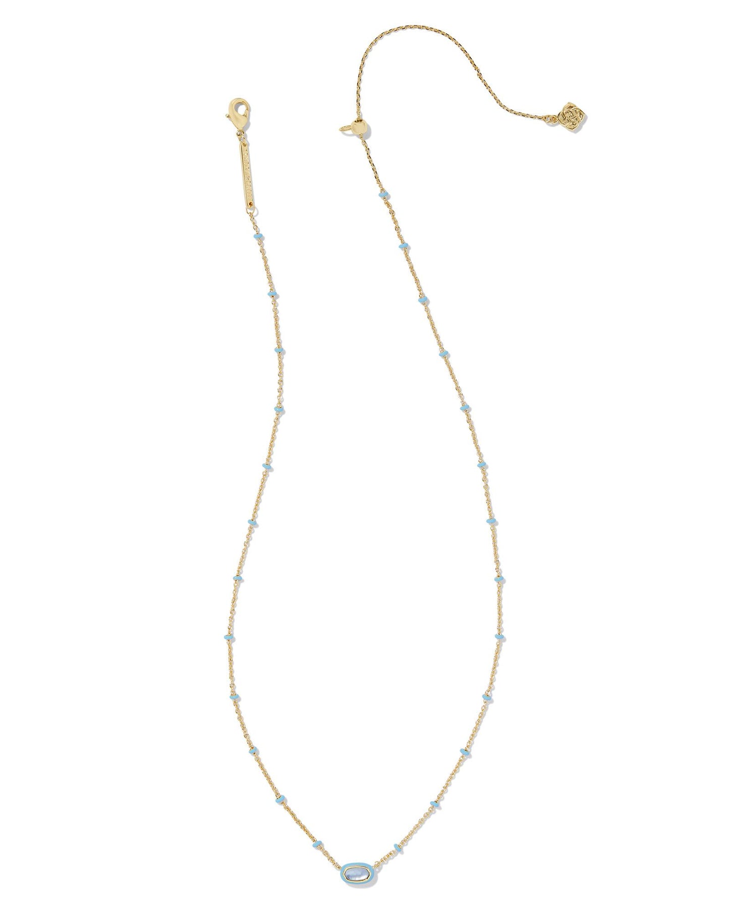 Kendra Scott - Necklace - Mini Elisa Gold Enamel Frame Short Pendant - Periwinkle Illusion