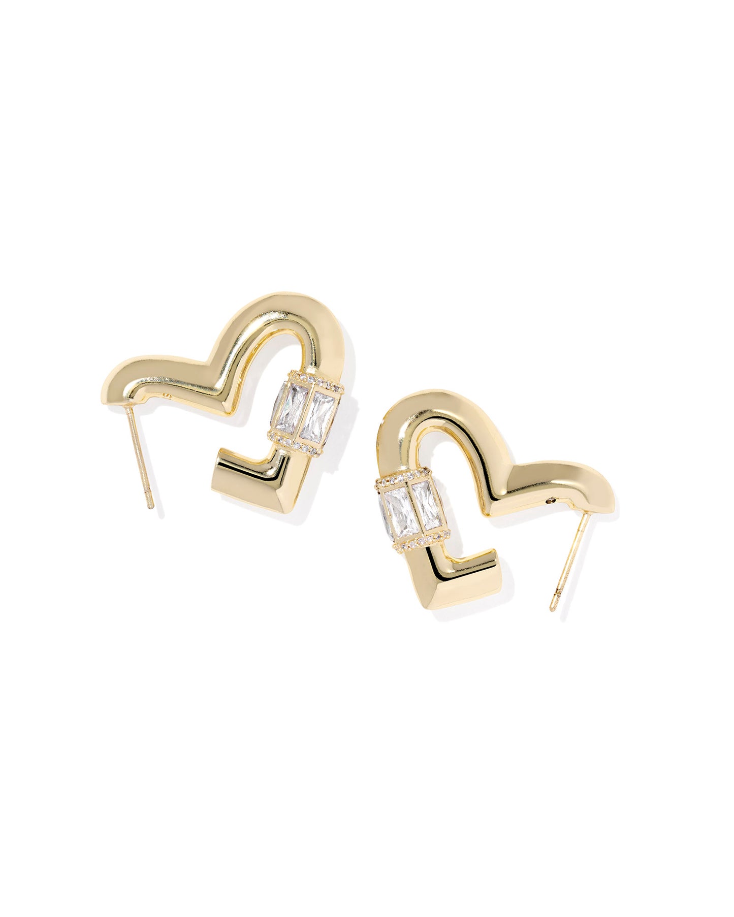 Kendra Scott - Earrings - Emery Heart Hoop Earrings Gold White Cz