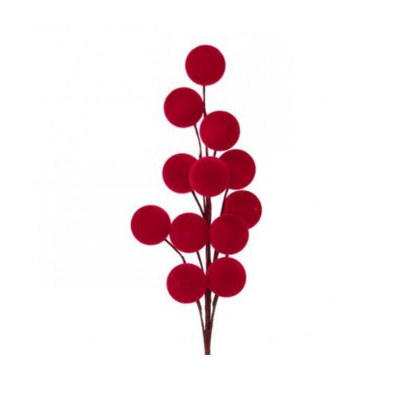 Spray - Flocked Large Berry - Red 24in