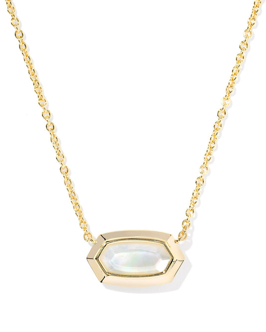 Kendra Scott - Necklace - Elisa Bezel Short Pendant - Gold Ivory Mother of Pearl