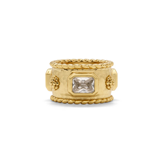 Ring - Berry Hammered Band - Gold-Cubic Zirconia - Findlay Rowe Designs