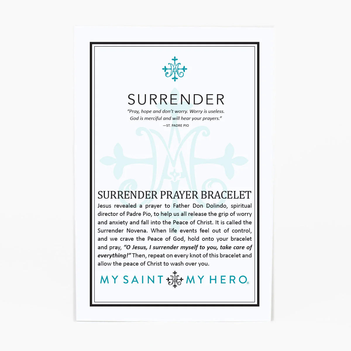 Surrender Prayer Bracelet- Black with Silver