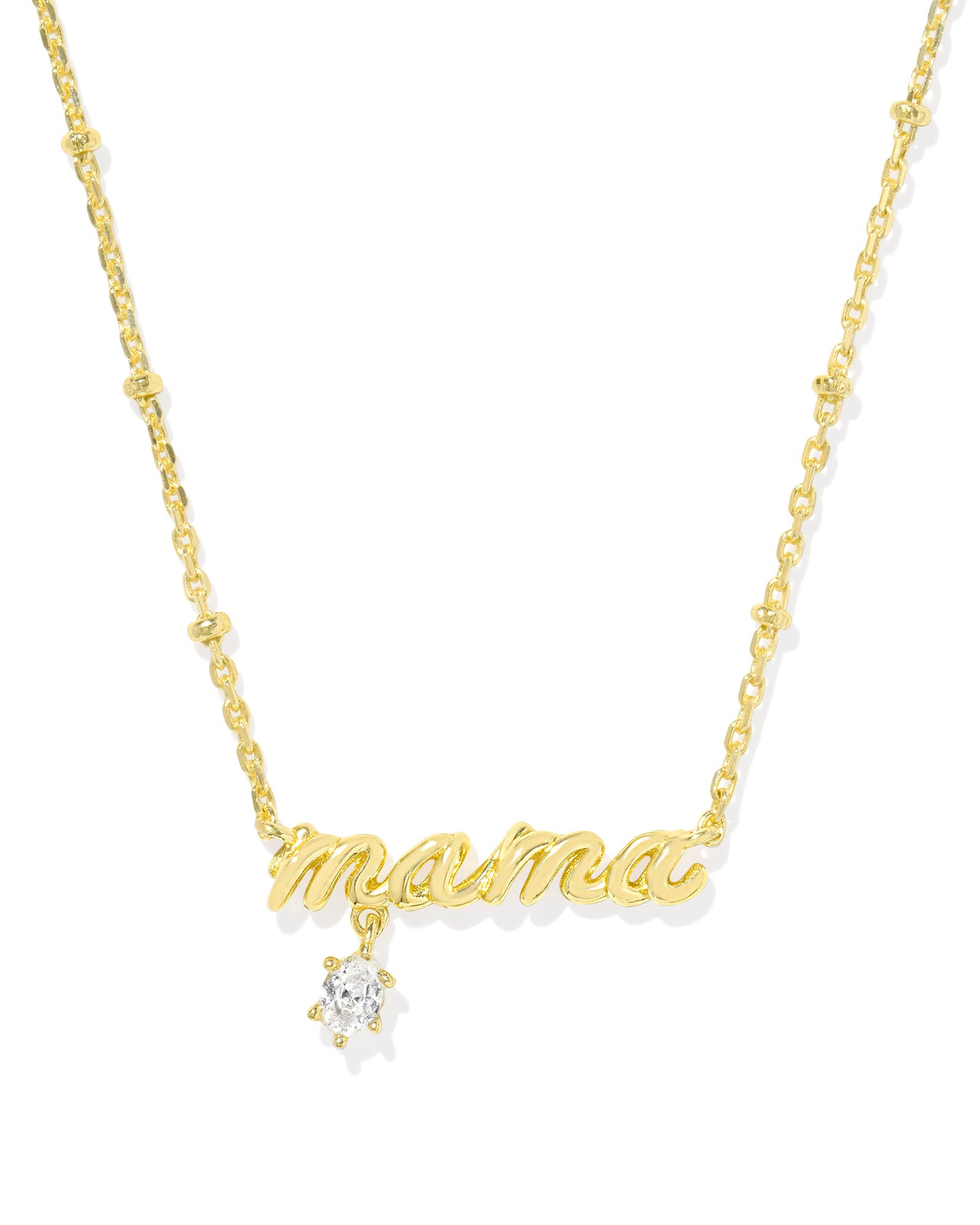 Kendra Scott - Necklace - Mama Gold Crystal Short Pendant - White CZ