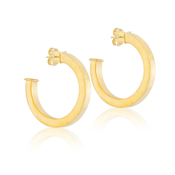 Sheila Fajl - Earrings - Ilana Hoops - Brushed Gold Plated - Findlay Rowe Designs