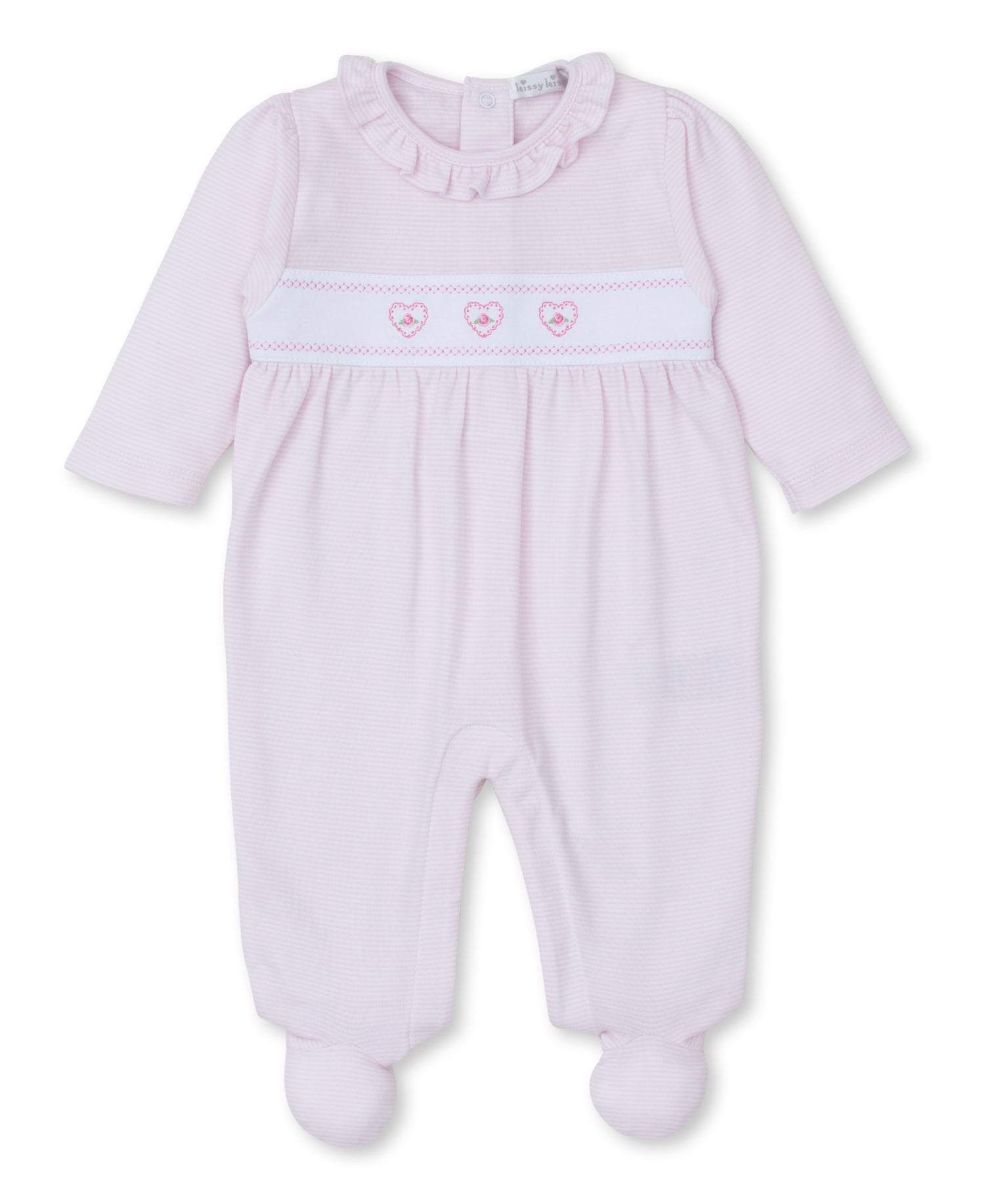 Kissy Kissy - Pink Striped Heart Footie - Findlay Rowe Designs