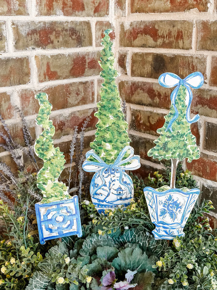 Rosanne Beck - Stake - Blue Boxwood Topiary - Findlay Rowe Designs