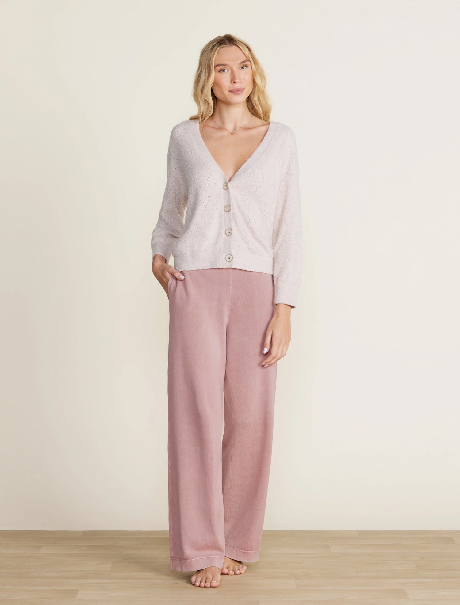 Barefoot Dreams - CozyChic Lite®  - Diamond Pointelle Cardigan - Chai - Findlay Rowe Designs