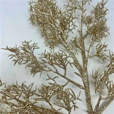 Cypress Spray Stem - Glittered Italian - Champagne 29in - Findlay Rowe Designs