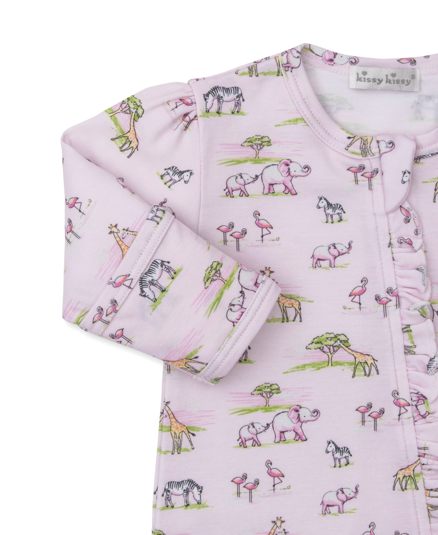 Kissy Kissy - Zip Footie - Pink Jungle Safari - Findlay Rowe Designs
