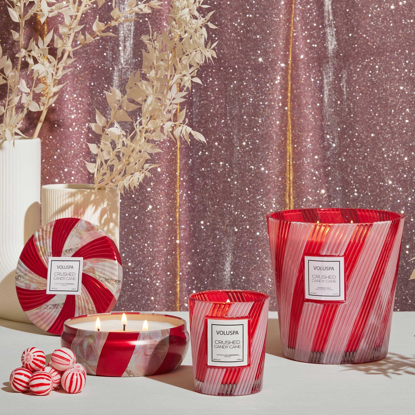 Voluspa - CRUSHED CANDY CANE 3 WICK HEARTH CANDLE - Findlay Rowe Designs