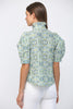 Top - Ruffle Neck Puff Sleeve - Green Blue - Findlay Rowe Designs