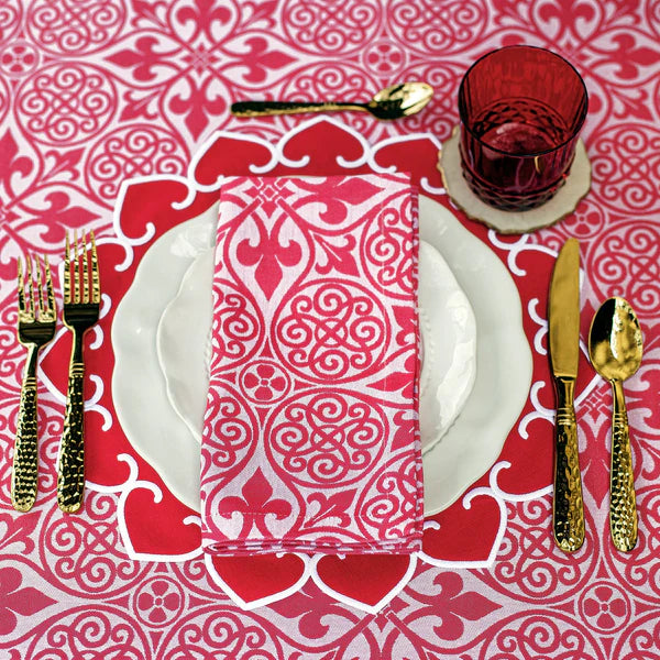 Vietri - Cloth Napkins - Damask Red - Set of 4