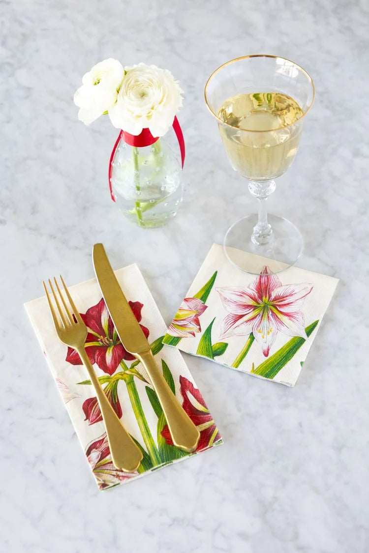 Hester & Cook - Guest Towel Napkin - Amaryllis Blooms - Findlay Rowe Designs