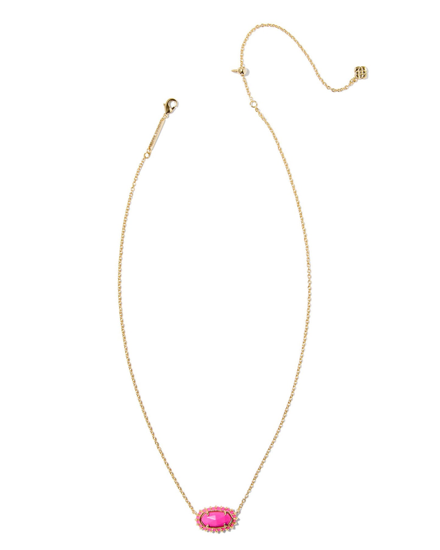 Kendra Scott - Elisa Color Burst Frame Short Pendant Necklace - Gold Neon Pink Magnesite - Findlay Rowe Designs