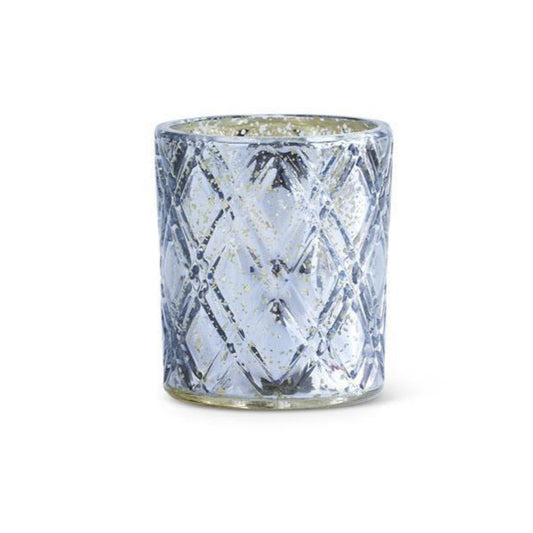 Candle Holder - Blue Mercury Glass