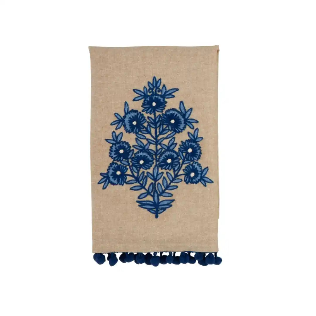 Mud Pie - Towel - Blue Floral Embroidered - Findlay Rowe Designs