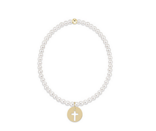 Enewton - Egirl - Classic Pearl 3mm Bead Bracelet - Blessed Gold Disc - Findlay Rowe Designs