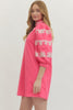 Entro - Dress Mini - 3/4 Sleeve Embroidered - Pink - Findlay Rowe Designs