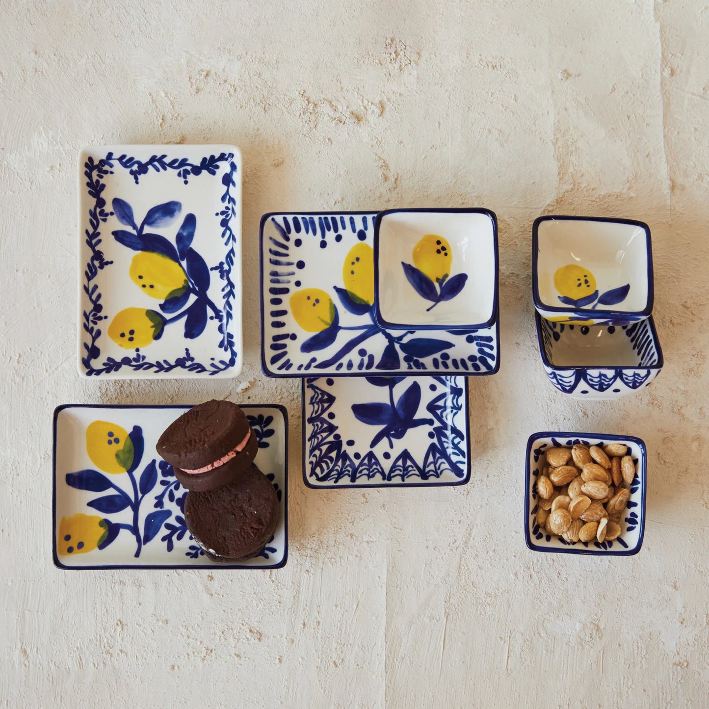 Appetizer Plate - Lemon Blue and White - Findlay Rowe Designs