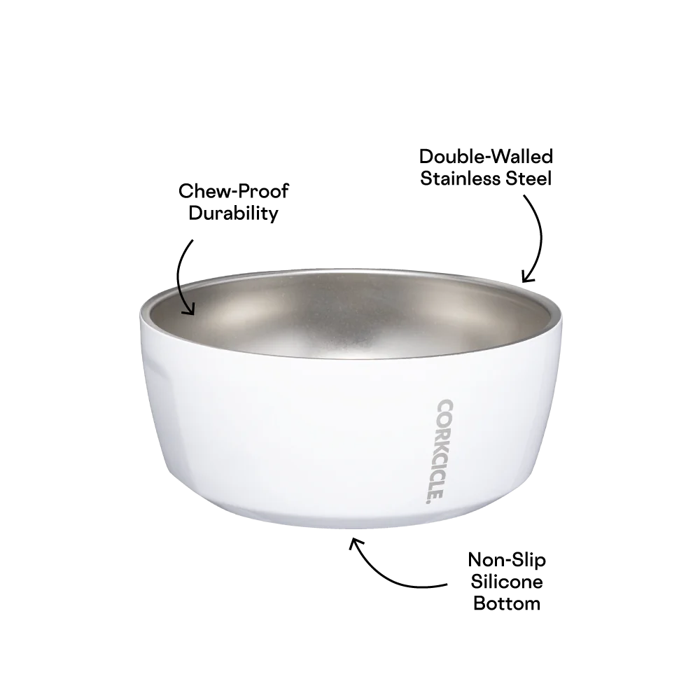 Corkcicle - 32oz Dog Bowl - Gloss White Stainless Steel - Findlay Rowe Designs
