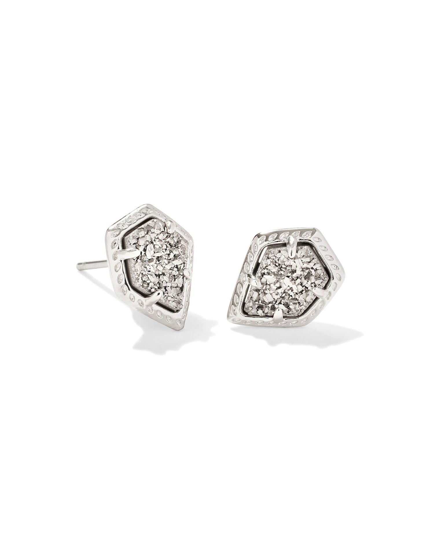 Kendra Scott - Framed Tessa Stud Earrings - Silver Platinum Drusy - Findlay Rowe Designs