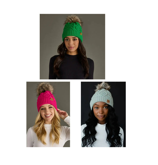 Panache - Pom Hat Cable Knit - Assorted Colors