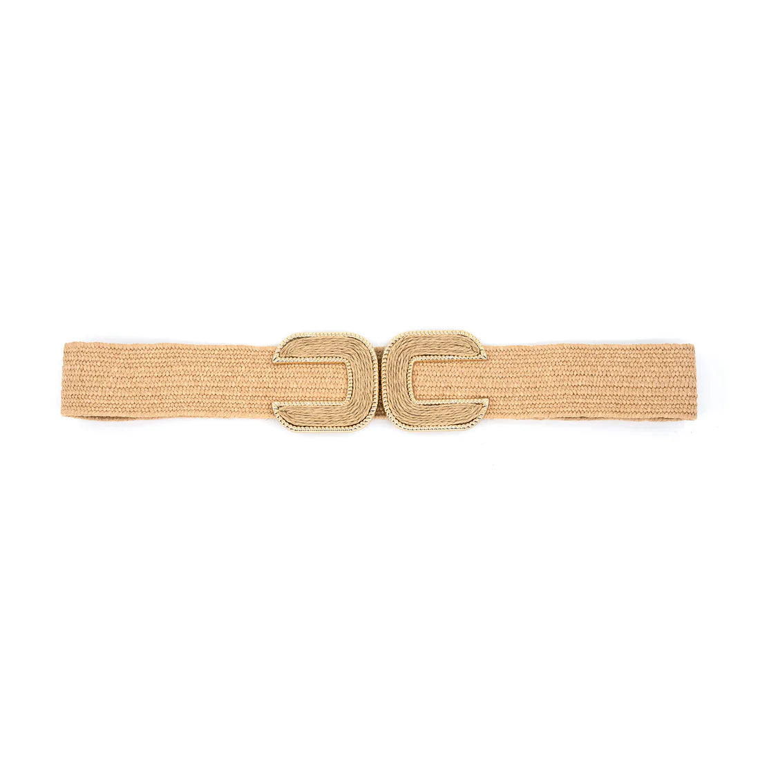 B&C Bags - Elastic Belt - Straw - Gold Trim - Findlay Rowe Designs