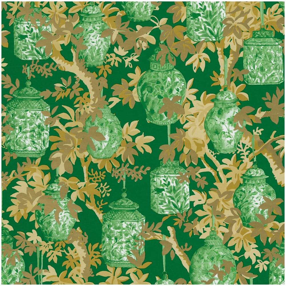 Caspari - Gift Wrap - Ginger Jars Green - Findlay Rowe Designs